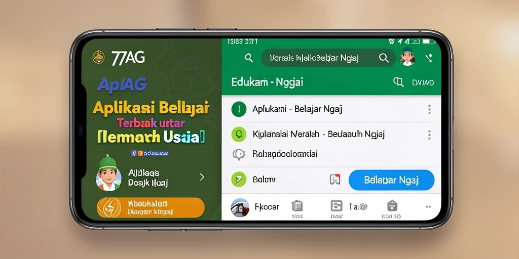 Tampilan antarmuka aplikasi 77AG untuk belajar ngaji.
