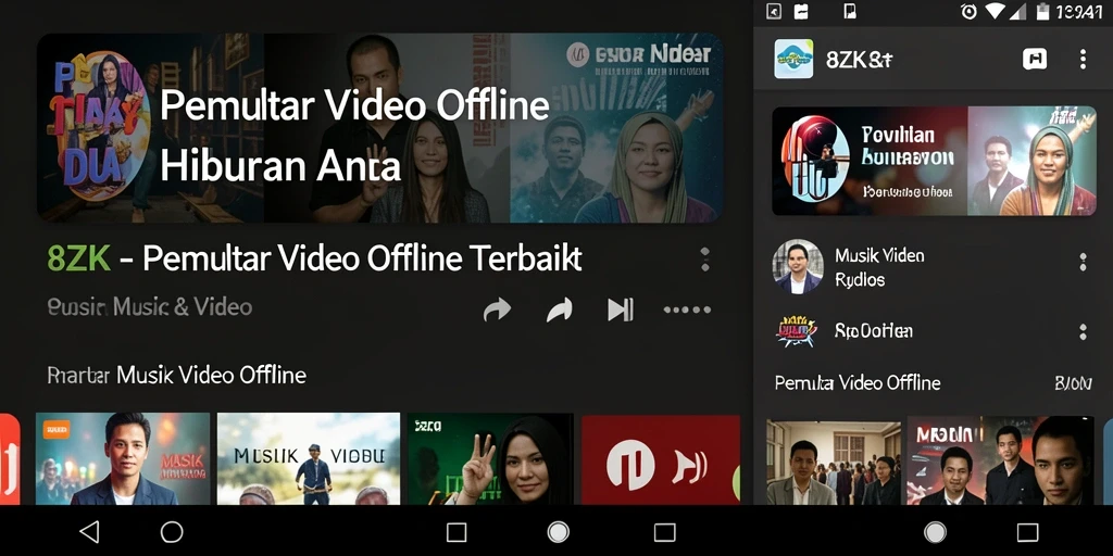 Antarmuka pengguna 8ZK dengan kontrol pemutaran video