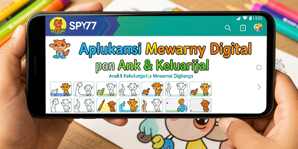 Antarmuka SPY77 yang ramah anak saat mewarnai digital.